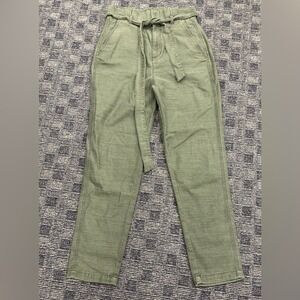 Express Extreme High Rise Stretch Green Paperbag Cargo Trouser Pants